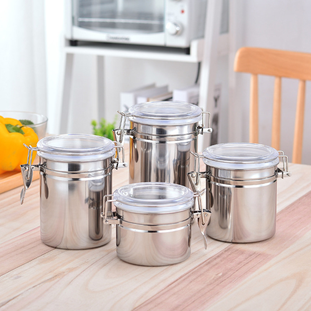 Coffee Tea Bean Leaf - 5 Inches Stainless Steel Airtight Food