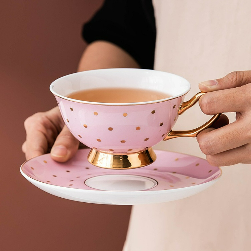 Ceramic Pink Coffee Mugs with  - огляд і ціна Coffee Tea Set