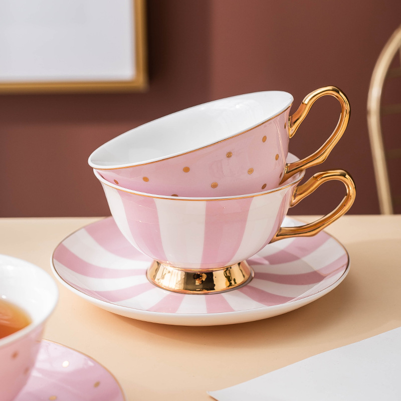 Ceramic Pink Coffee Mugs with  - огляд і ціна Coffee Tea Set
