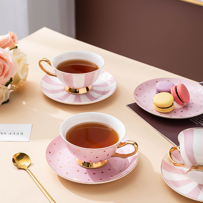 Ceramic Pink Coffee Mugs with  - огляд і ціна Coffee Tea Set