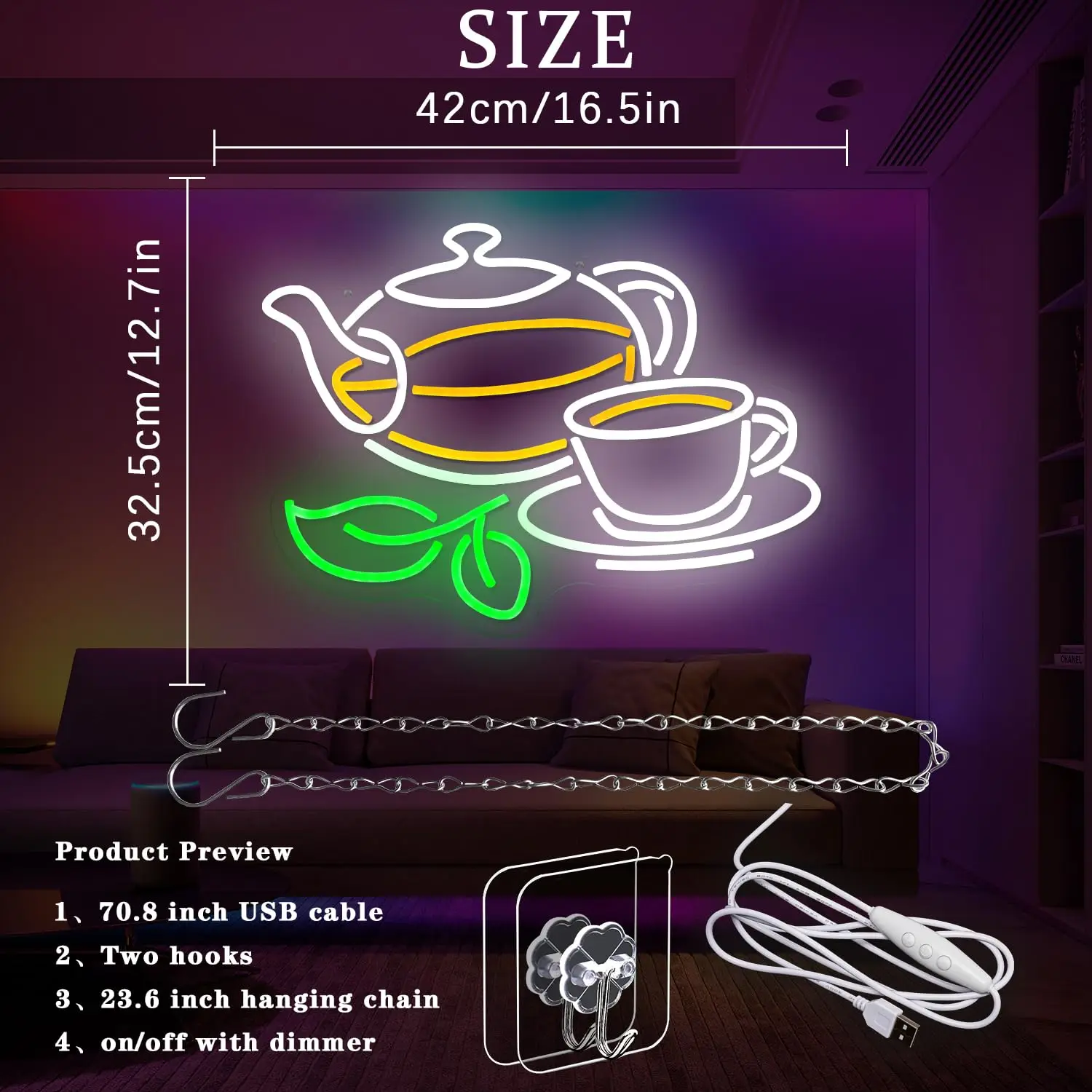 Tea Neon Sign Tea Pot Light Dr - огляд і ціна Coffee Tea Plantation