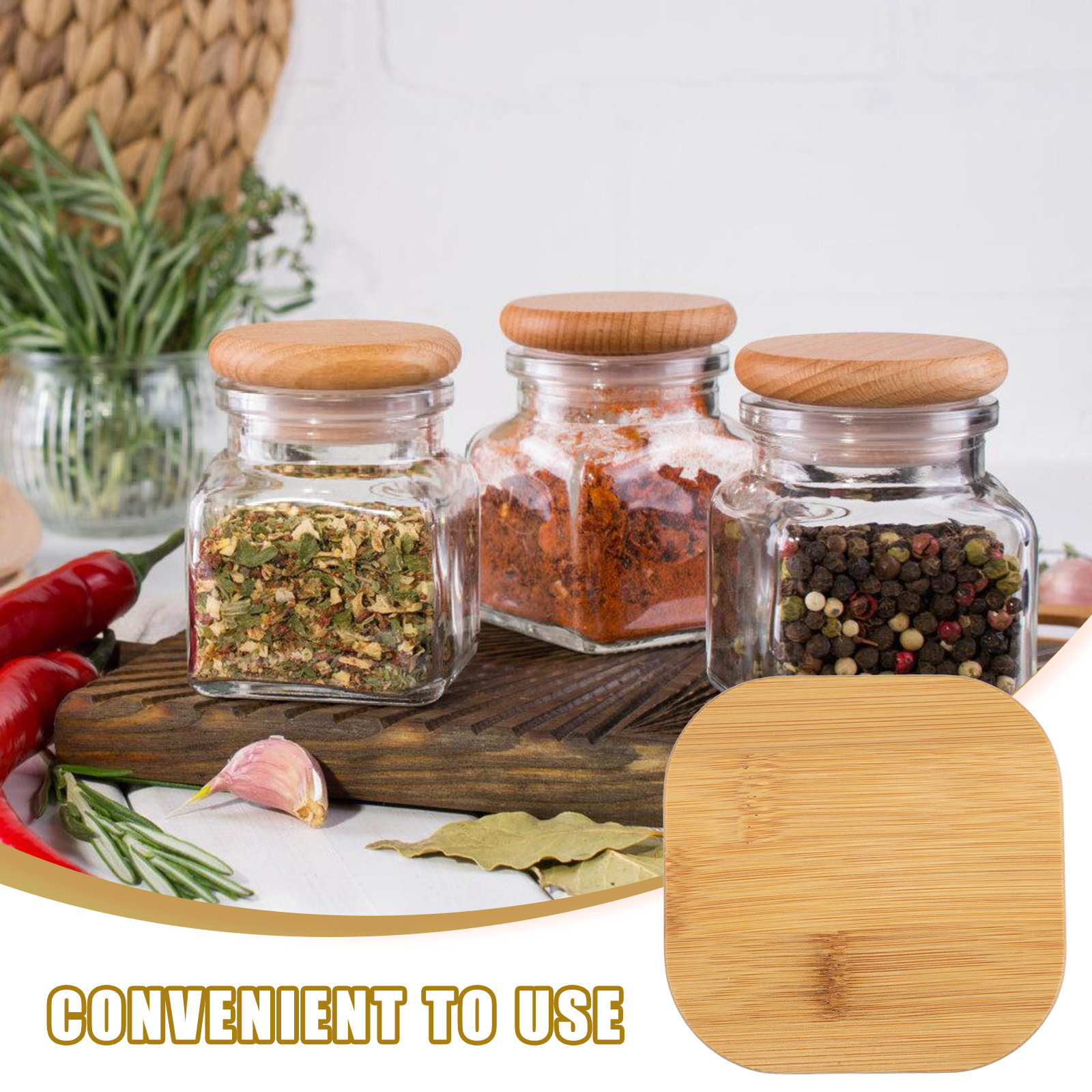 4Pcs Glass Canister Bamboo Lid - огляд і ціна Coffee Tea Bean Leaf