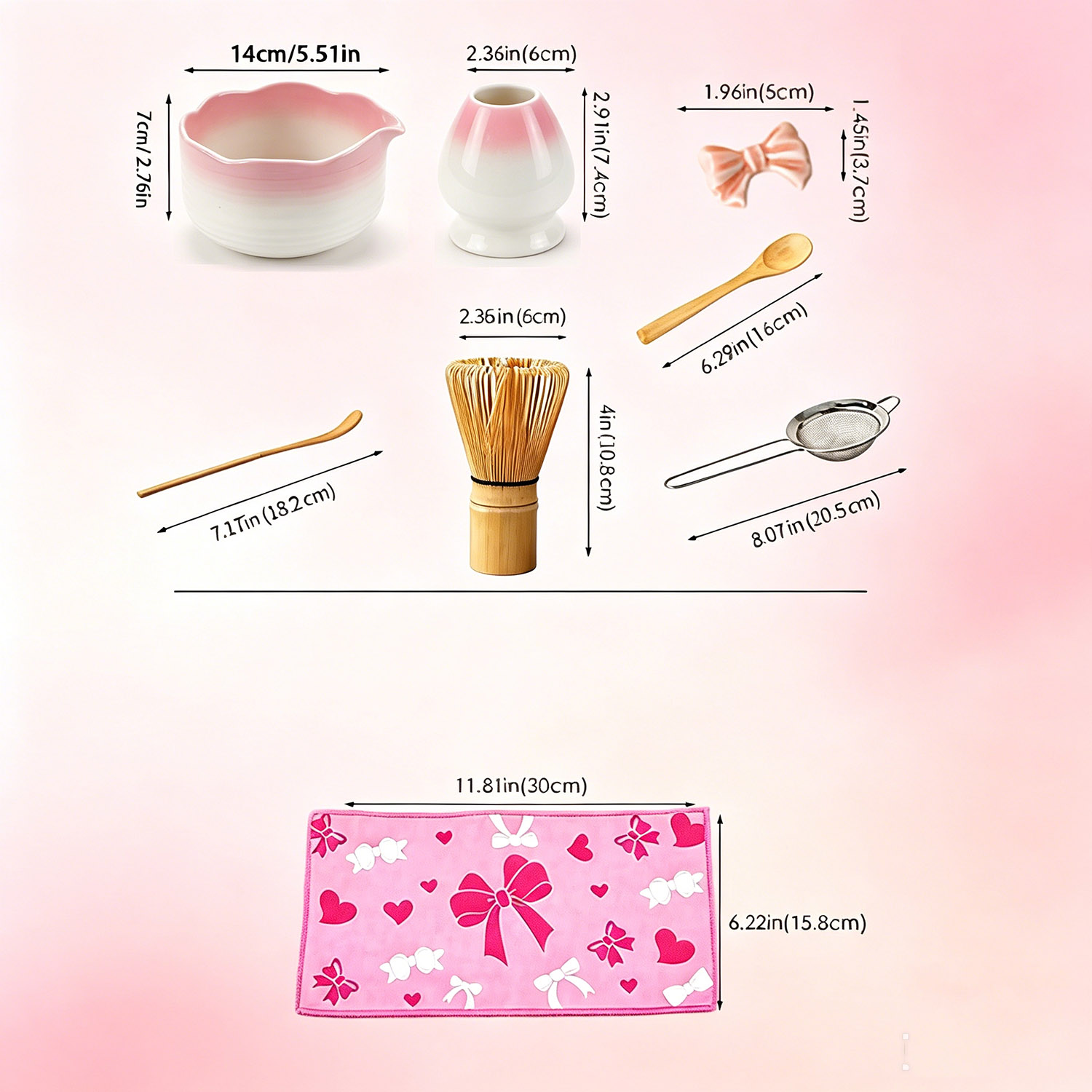 4/5/7PCS Pink Gradient Flower  - огляд і ціна Matcha Whisk Set