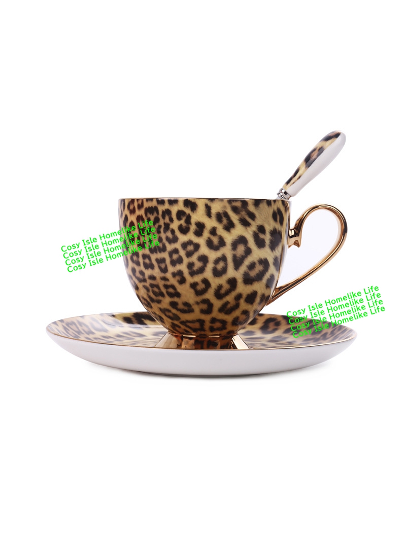 Gold Color Bone China Leopard  - огляд і ціна Coffee Tea Festival