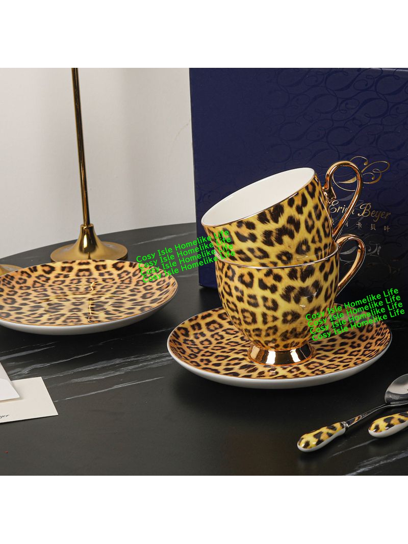 Gold Color Bone China Leopard  - огляд і ціна Coffee Tea Festival