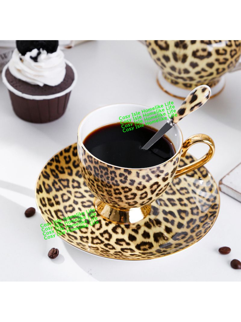 Gold Color Bone China Leopard  - огляд і ціна Coffee Tea Festival