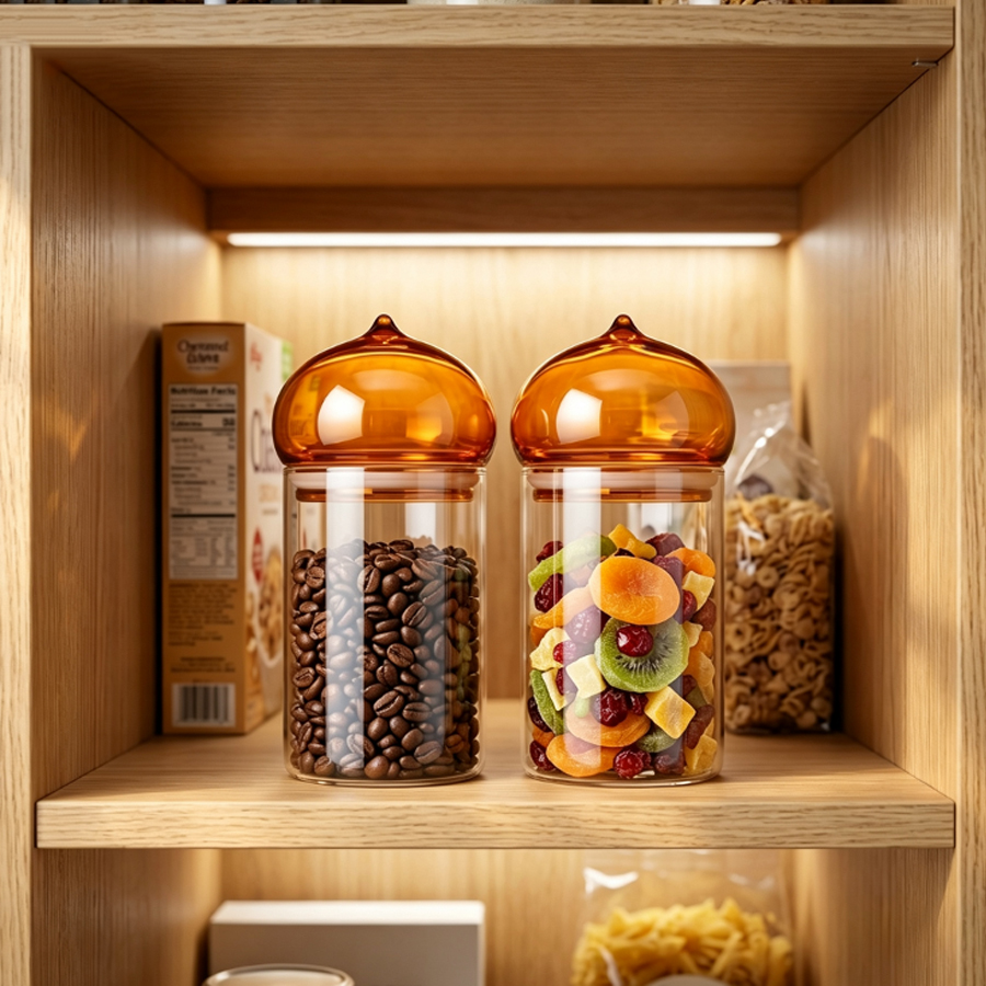 Amber Lid Glass Storage Jar, H - огляд і ціна Coffee Tea Bean Leaf